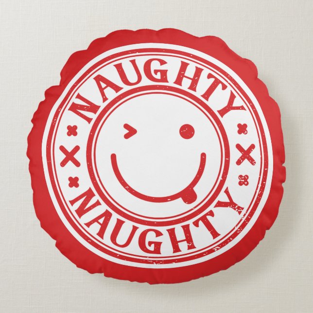 Naughty Funny Christmas  Round Cushion (Front)