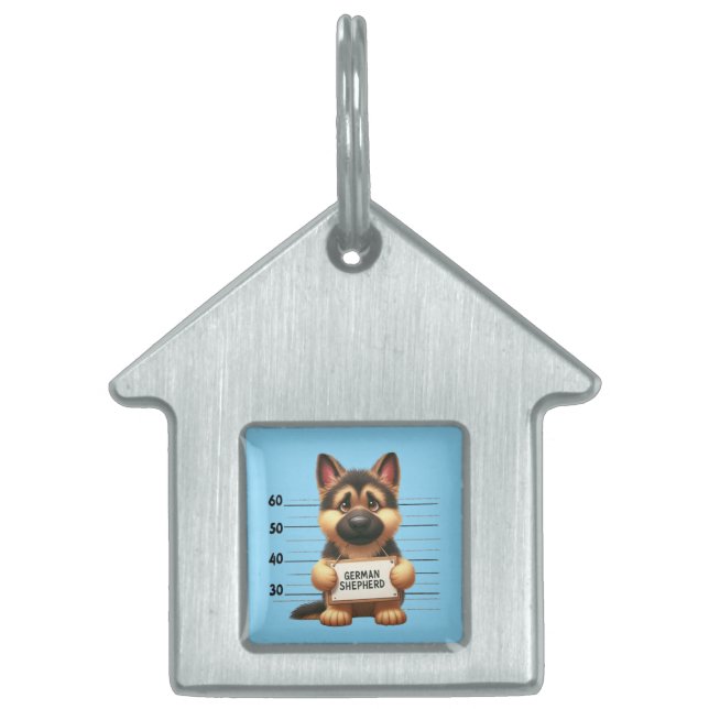 Naughty German Shepherd Pet ID Tag (Front)