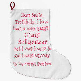 Naughty Giant Schnauzer Large Christmas Stocking