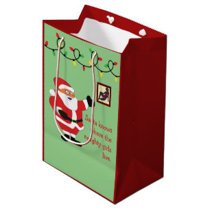 Naughty Girl Bad Santa Funny Joke Humor Fun Medium Gift Bag