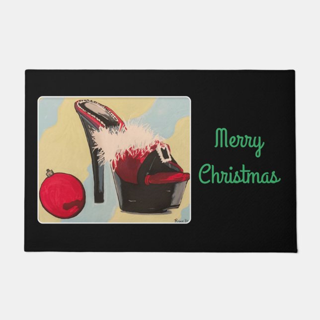 Naughty Girl Christmas 2020 Painting on a Doormat (Front)