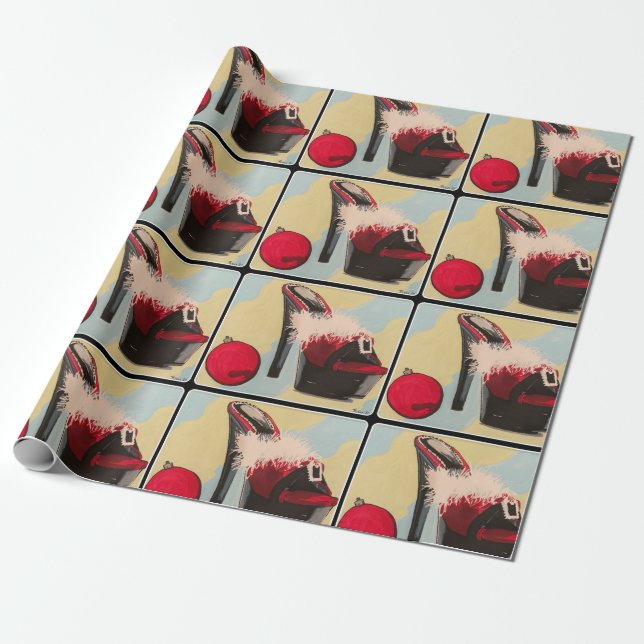 Naughty Girl Christmas 2020 Painting on a Wrapping Paper (Unrolled)