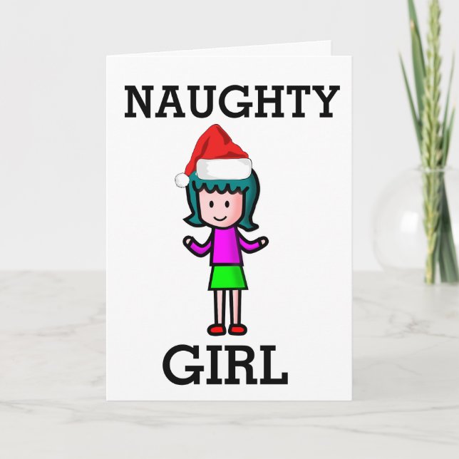 NAUGHTY GIRL FUNNY CHRISTMAS CARD FOR HER (Front)