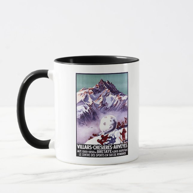 Naughty Gnomes Making Giant Snowball Poster Mug (Left)