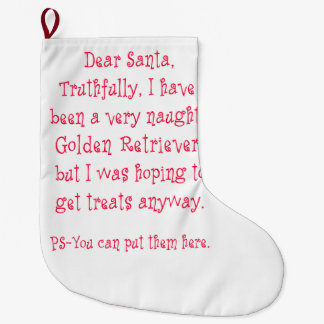 Naughty Golden Retriever Large Christmas Stocking