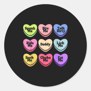 Naughty Heart Candy Daddy Spank Me Adult Humor Cou Classic Round Sticker