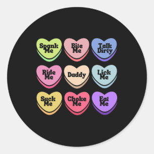 Naughty Heart Candy Daddy Spank Me Adult Humor Cou Classic Round Sticker