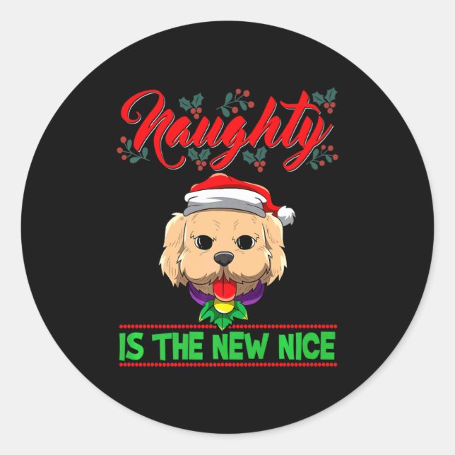 Naughty Is The New Nice Christmas Santa Xmas Premi Classic Round Sticker (Front)
