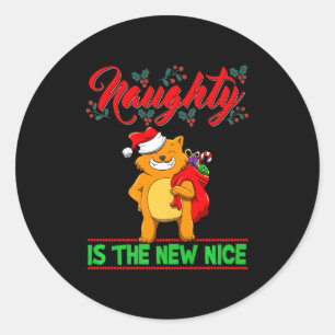 Naughty Is The New Nice Christmas Santa Xmas Premi Classic Round Sticker