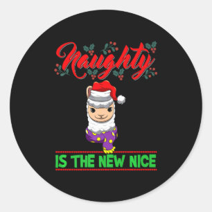 Naughty Is The New Nice Christmas Santa Xmas Premi Classic Round Sticker