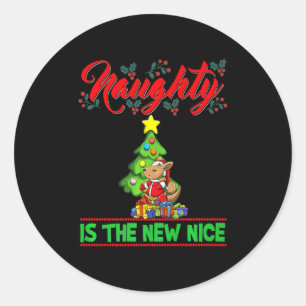Naughty Is The New Nice Christmas Santa Xmas Premi Classic Round Sticker