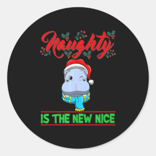 Naughty Is The New Nice Christmas Santa Xmas Premi Classic Round Sticker