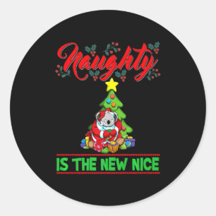 Naughty Is The New Nice Christmas Santa Xmas Premi Classic Round Sticker