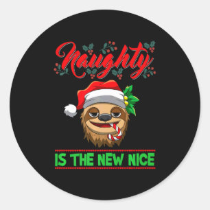 Naughty Is The New Nice Christmas Santa Xmas Premi Classic Round Sticker