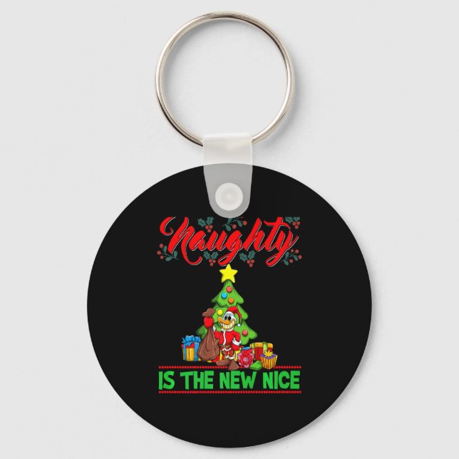 Naughty Is The New Nice Christmas Santa Xmas Premi Key Ring (Front)