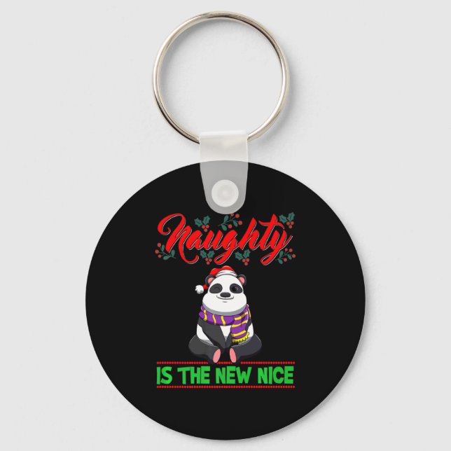 Naughty Is The New Nice Christmas Santa Xmas Premi Key Ring (Front)