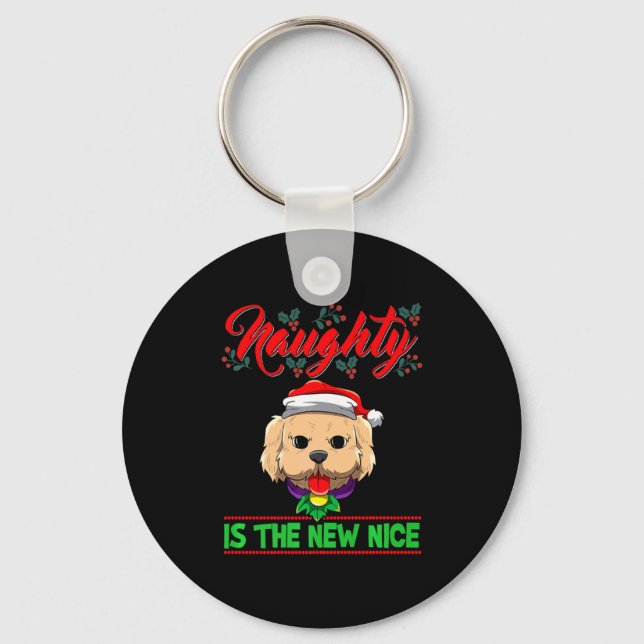 Naughty Is The New Nice Christmas Santa Xmas Premi Key Ring (Front)