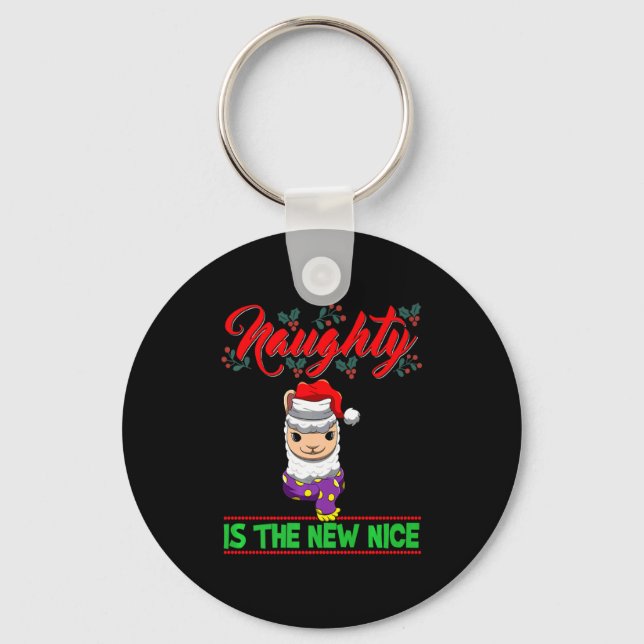Naughty Is The New Nice Christmas Santa Xmas Premi Key Ring (Front)