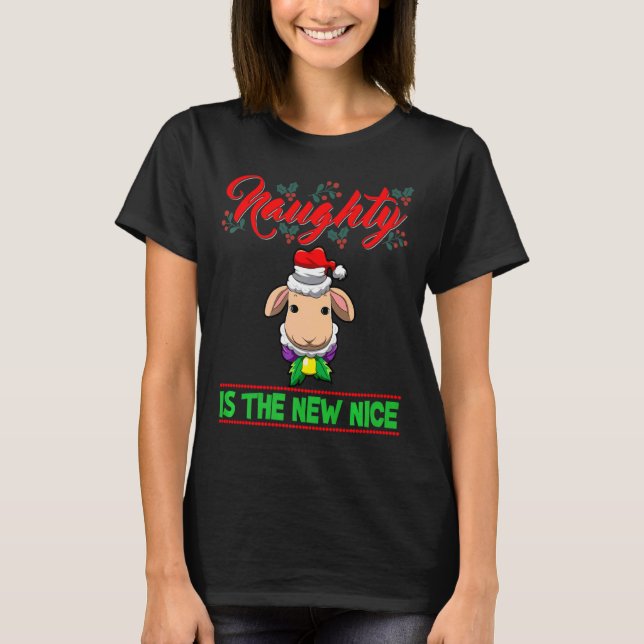 Naughty Is The New Nice Christmas Santa Xmas Premi T-Shirt (Front)