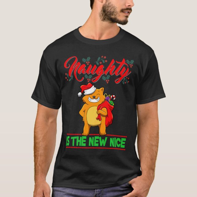 Naughty Is The New Nice Christmas Santa Xmas Premi T-Shirt (Front)