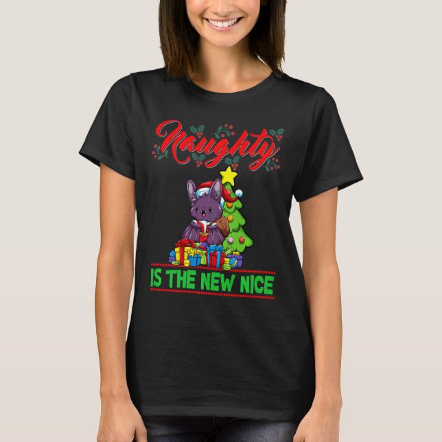 Naughty Is The New Nice Christmas Santa Xmas Premi T-Shirt (Front)