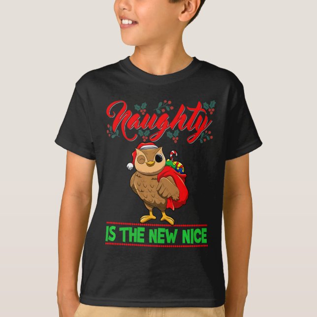 Naughty Is The New Nice Christmas Santa Xmas Premi T-Shirt (Front)