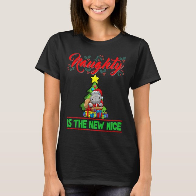 Naughty Is The New Nice Christmas Santa Xmas Premi T-Shirt (Front)
