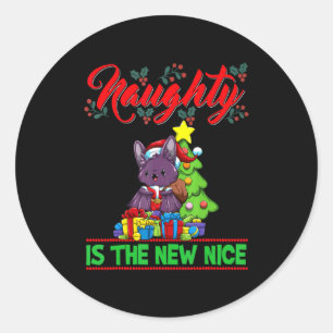 Naughty Is The New Nice Christmas Santa Xmas T Shi Classic Round Sticker