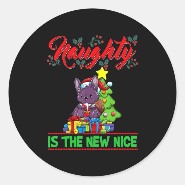 Naughty Is The New Nice Christmas Santa Xmas T Shi Classic Round Sticker (Front)