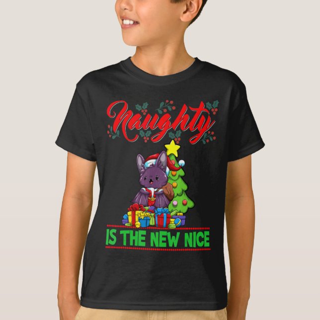 Naughty Is The New Nice Christmas Santa Xmas T Shi T-Shirt (Front)