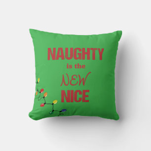 Naughty is the NEW Nice with Holiday Lights Cushion