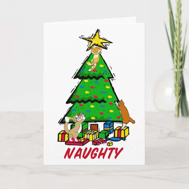 Naughty Kitties Greetings Card (Front)