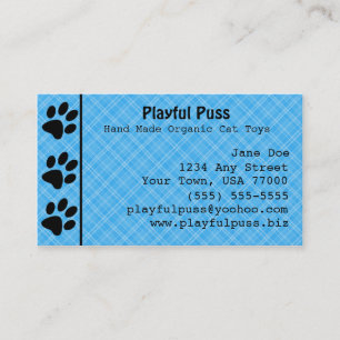 Naughty Kitty Blue Business Card
