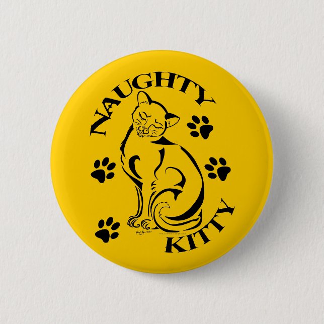 Naughty Kitty Round Button (Front)