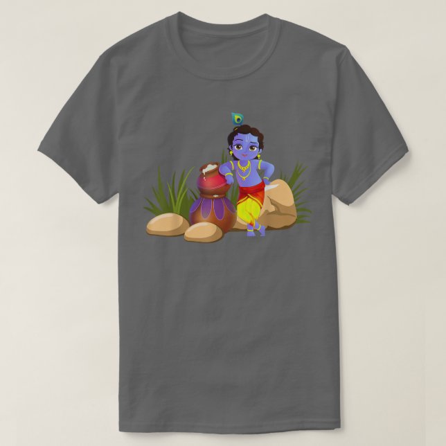 Naughty Krishna With His Stash Of Butter Krishna  T-Shirt (Design Front)