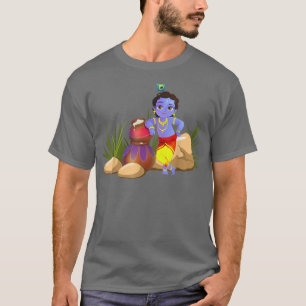 Naughty Krishna With His Stash Of Butter Krishna  T-Shirt