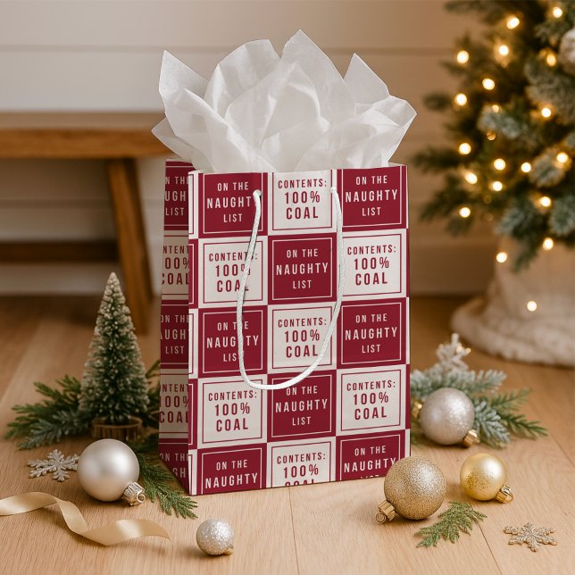 Naughty List 100% Coal | Funny Christmas Medium Gift Bag (Creator Uploaded)