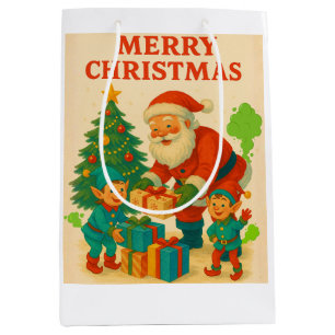 Naughty List Approved Funny Santa & Dog Medium Gift Bag