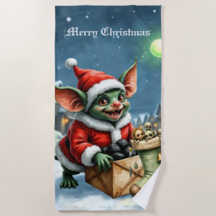 Naughty List Delivery: The Goblin Clause Chronicle Beach Towel