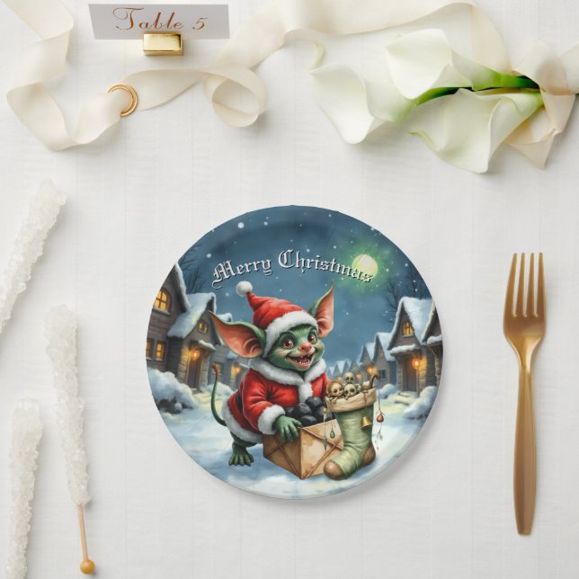 Naughty List Delivery: The Goblin Clause Chronicle Paper Plate (Wedding)