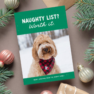 Naughty list funny cute green Christmas Holiday Card