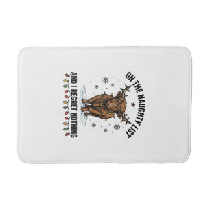 Naughty List Highland Cow Christmas Engraving Desi Bath Mat