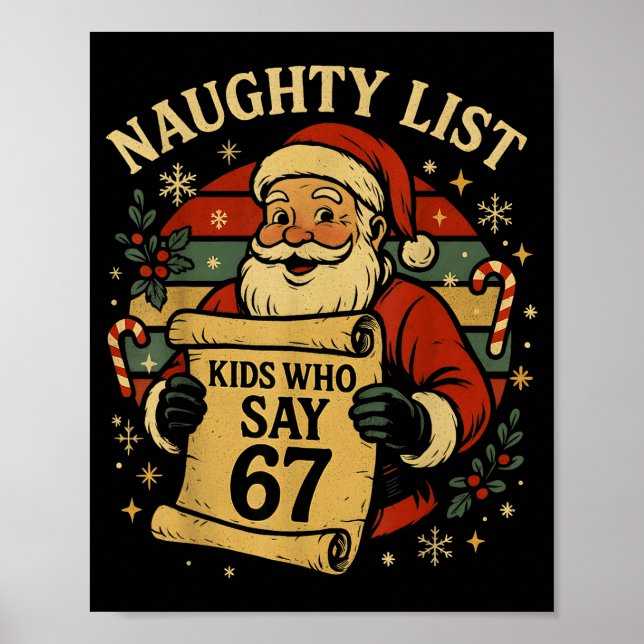 Naughty List Kids Who Say 67 Funny Teacher Christm Poster (Front)
