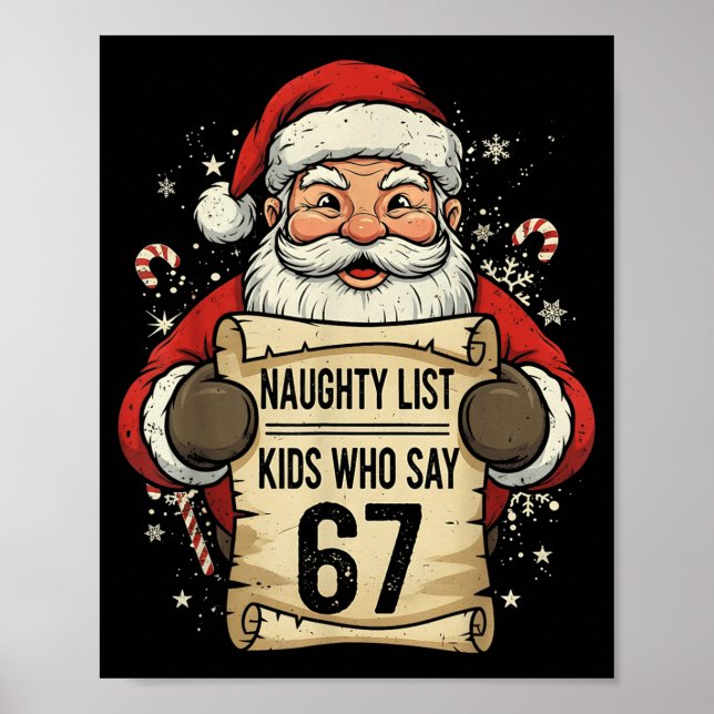 Naughty List Kids Who Say 67 Funny Teacher Christm Poster (Front)