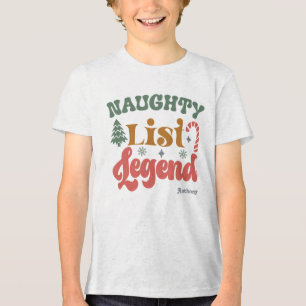 Naughty List Legend Kids’ Retro Christmas Tri-Blend Shirt