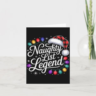 Naughty List Legend Xmas Lights Buffalo Plaid Red  Card