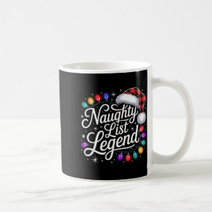 Naughty List Legend Xmas Lights Buffalo Plaid Red  Coffee Mug