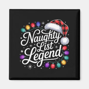 Naughty List Legend Xmas Lights Buffalo Plaid Red  Magnet