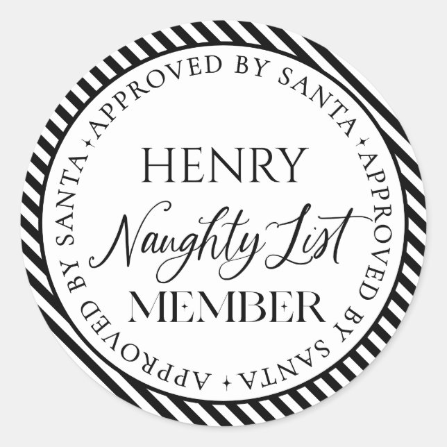 Naughty List Member Approved By Santa Christmas Classic Round Sticker (Front)