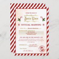 Naughty List Warning Santa Letter 
